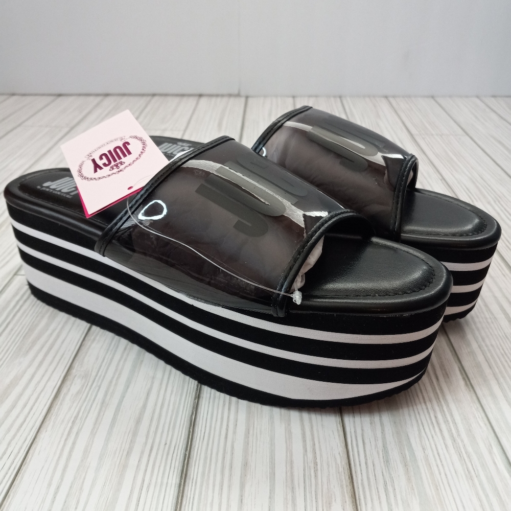 Juicy Couture Y2K Striped Chunky Platform Sandals